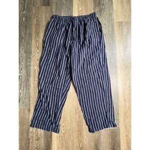 Joe Boxer Pajama Pants Mens Large Navy Blue White Striped Cotton Loungewear